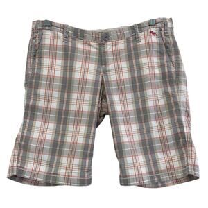Abercrombie & Fitch Low Rise Bermuda Shorts Size 4 Pink Gray Plaid Y2K Preppy